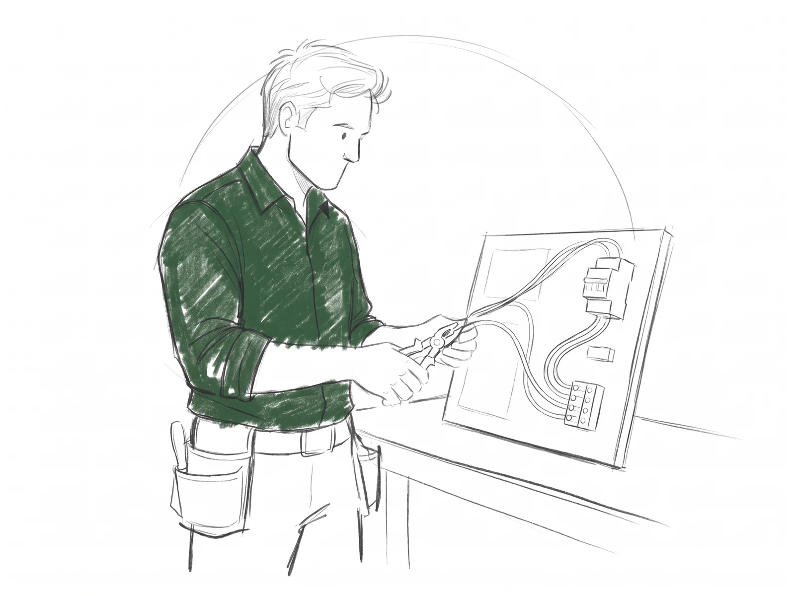An electrician working with care and precision